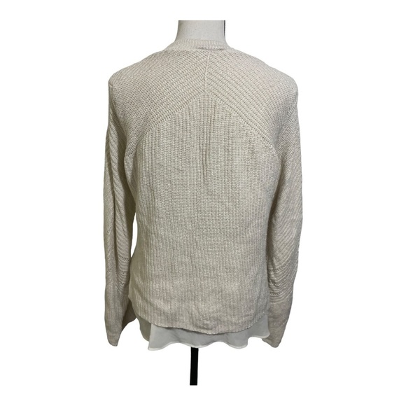 Lucky brand womens knit with silk undershirt sweater size Large ivory color - Picture 5 of 10